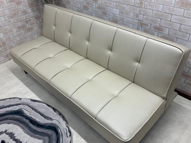 ソファーベッド ベージュ系 レザーファブリック ソファ 新品 大特価