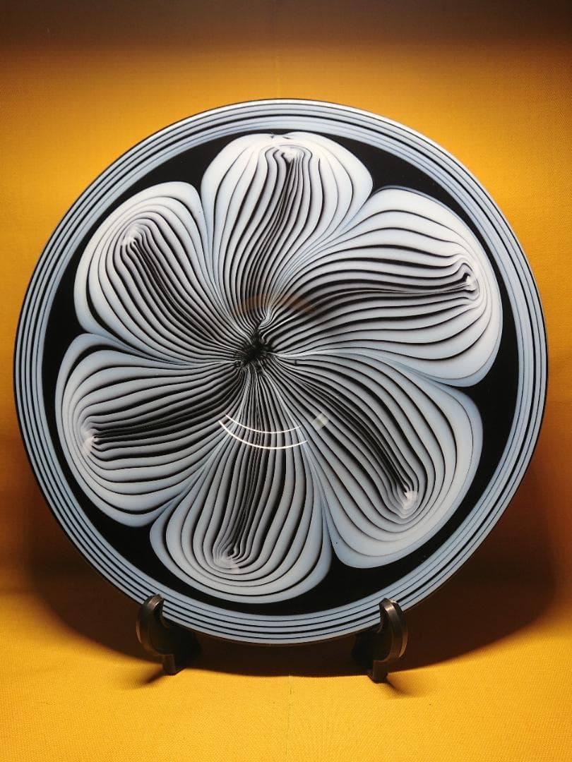 【美品】アート　ヨーロッパ　大皿　飾皿　ガラス　置物　工芸品　美術品　A1472 大皿 トルコ IZNIK モザイク タイル 飾り皿 青い花柄 高級食器