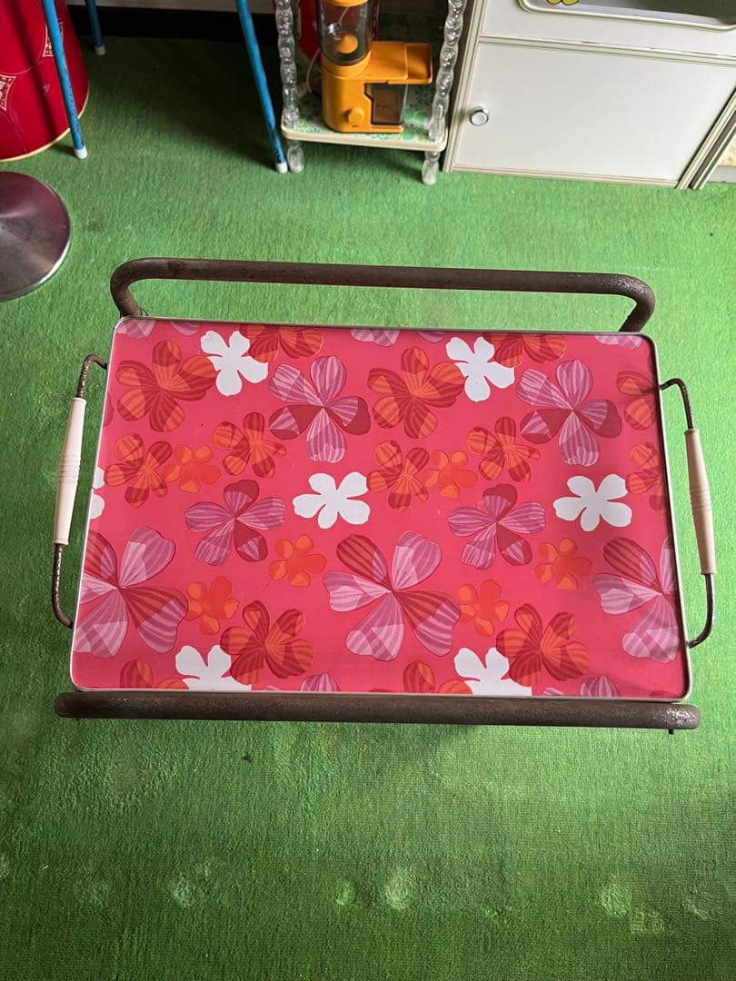 キッチンワゴン レトロポップ 昭和レトロ 当時物 難あり インテリア 花