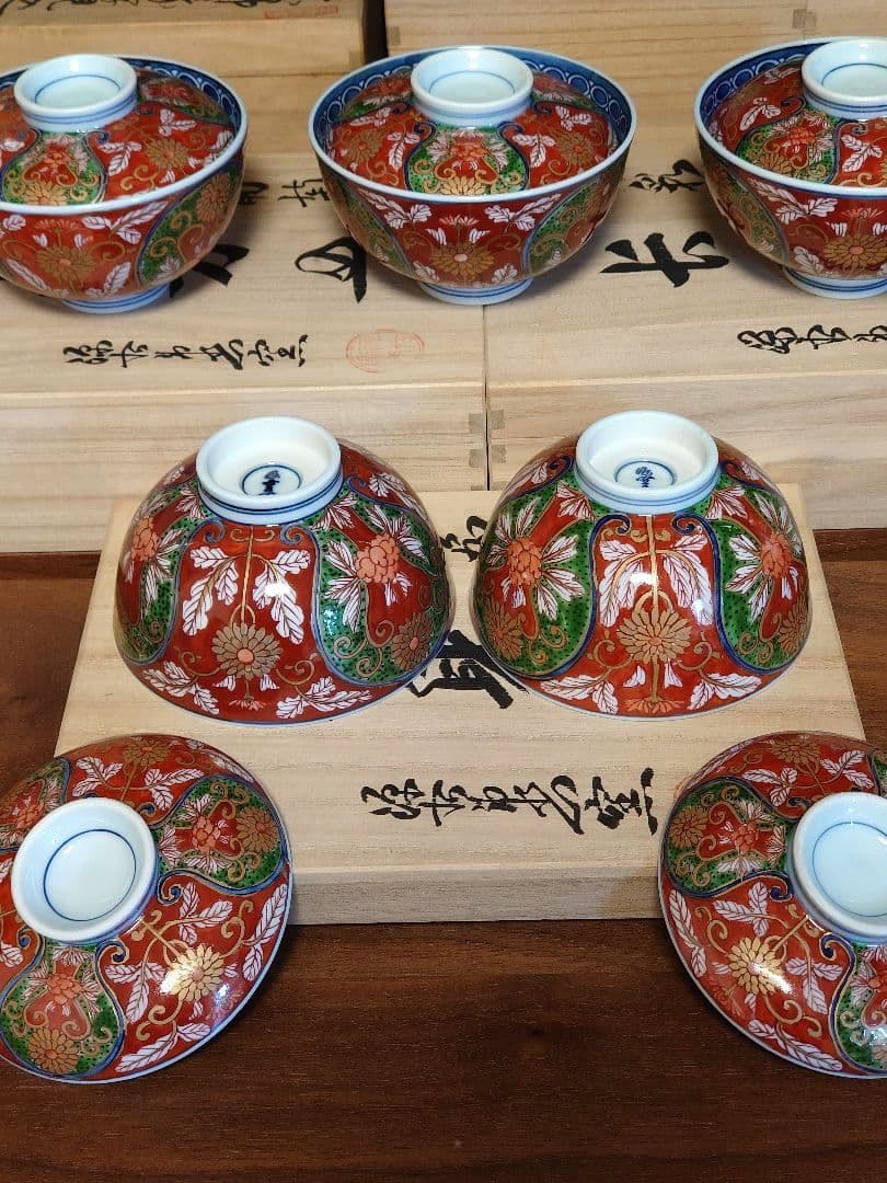 源右衛門 窯 豪華な蓋碗5客 訳あり 正月準備 最 安値 で