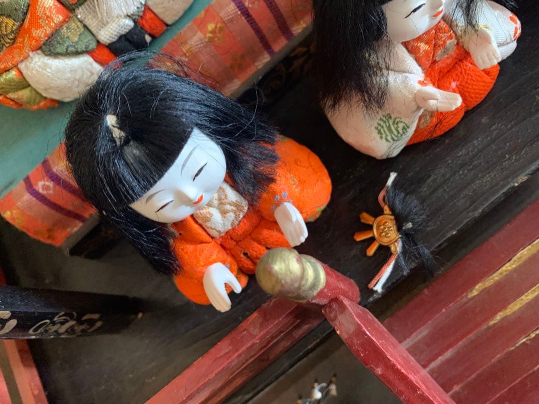 雛御殿 昭和初期 木製 木目込み雛人形15体 アンティーク 昭和レトロ 雛