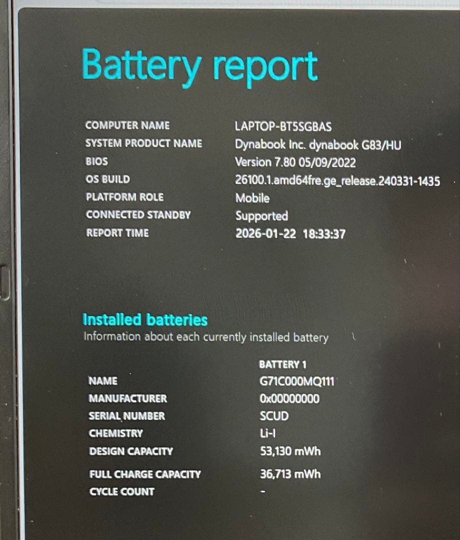 dynabook G83/HU 第11世代 13.3FHD Win11 軽量