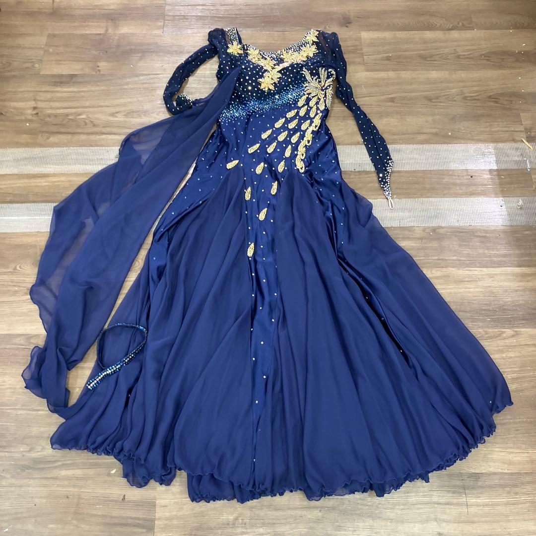 3.4 社交ダンス 競技ダンス ドレス モダン スタンダード ネイビー