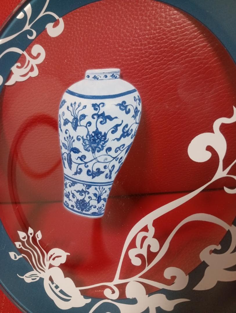 青と白のコントラストが素敵な花瓶デザインのクリアプレート2枚