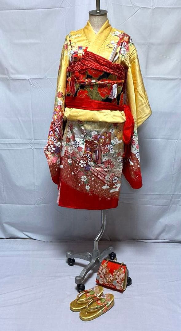 2-上 七五三 舞台衣装 ポリエステル 洗える着物 女の子 着物 7歳