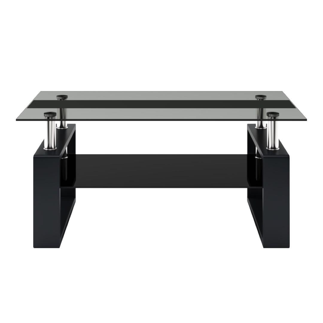 新品】幅87.5cm強化ガラステーブル 口字型脚 収納棚付き - メルカリ