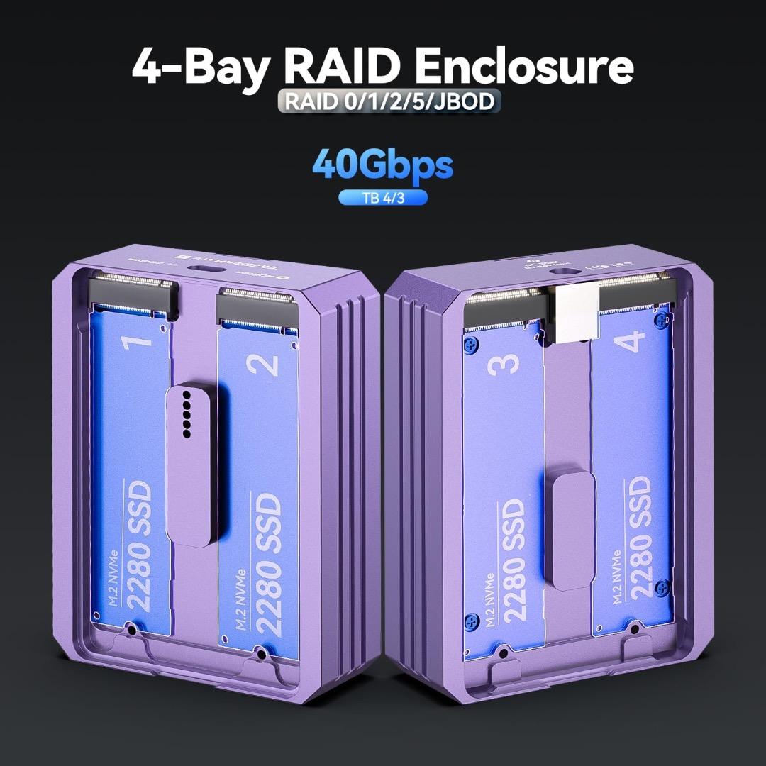 JEYI 4-bay NVME 外付けSSDケース 40Gbps DAS - メルカリ