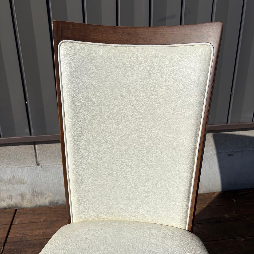 ④ニトリ ダイニングチェア DC LAGOON 合皮ホワイト×ブラウン 食卓椅子