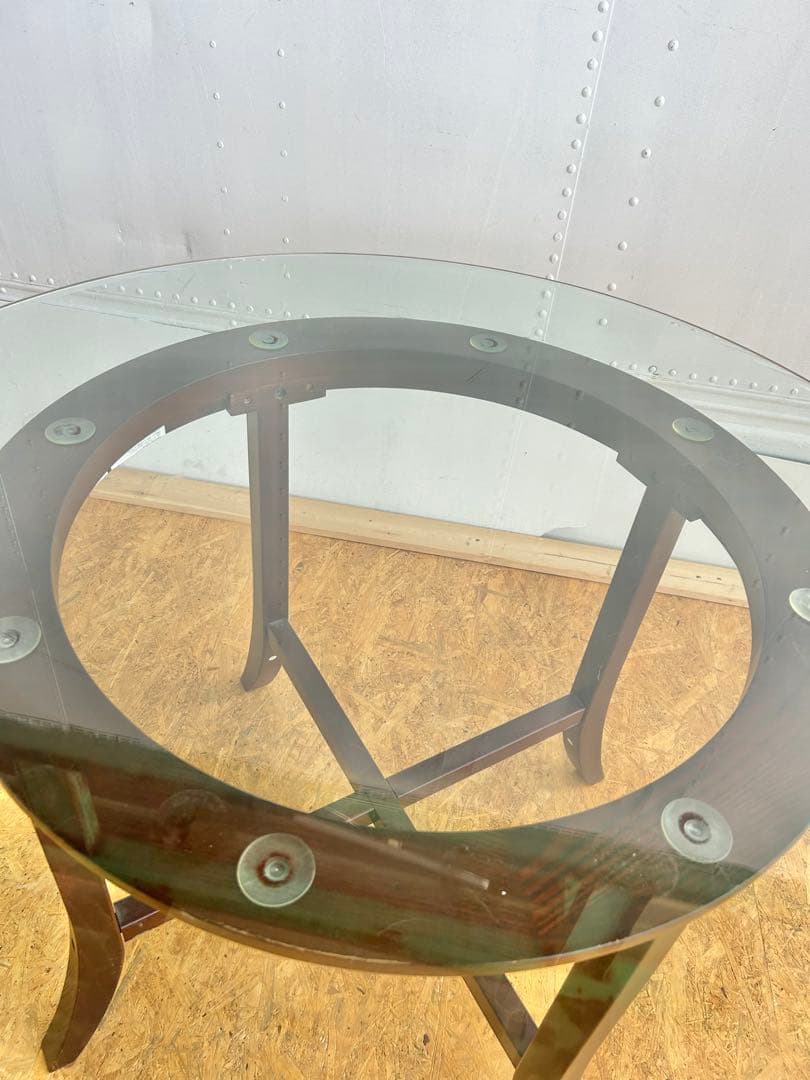 577 ニトリ ビッテ3 丸型ガラステーブル 廃盤 希少 北欧風 ダイニング