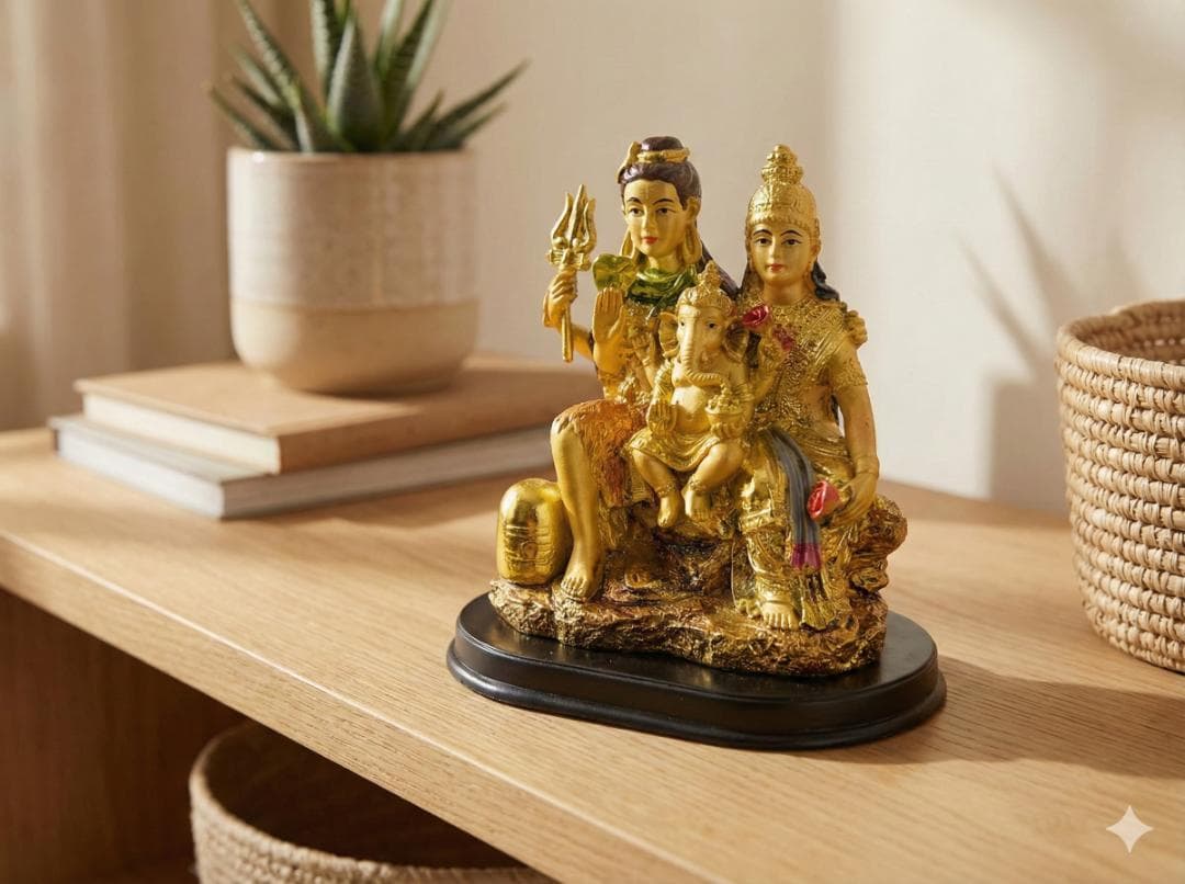 黄金の家族神像 シヴァ パールヴァティー ガネーシャ 家庭円満 守護 Amazon.co.jp: シヴァとパールヴァティーwith子Lord Balガネーシャin