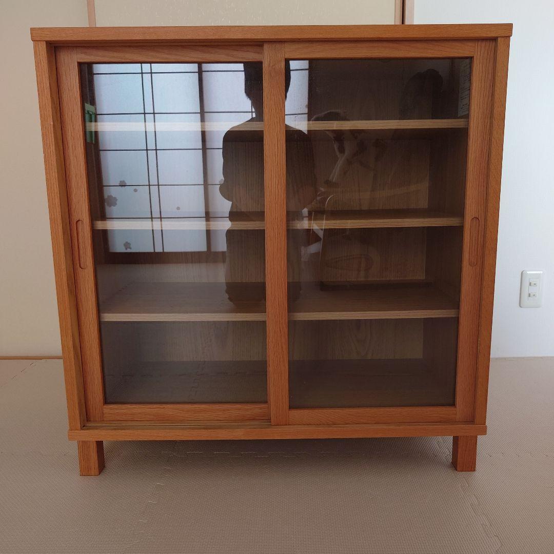 無印良品 オーク材キャビネットガラス扉（引戸） - メルカリ