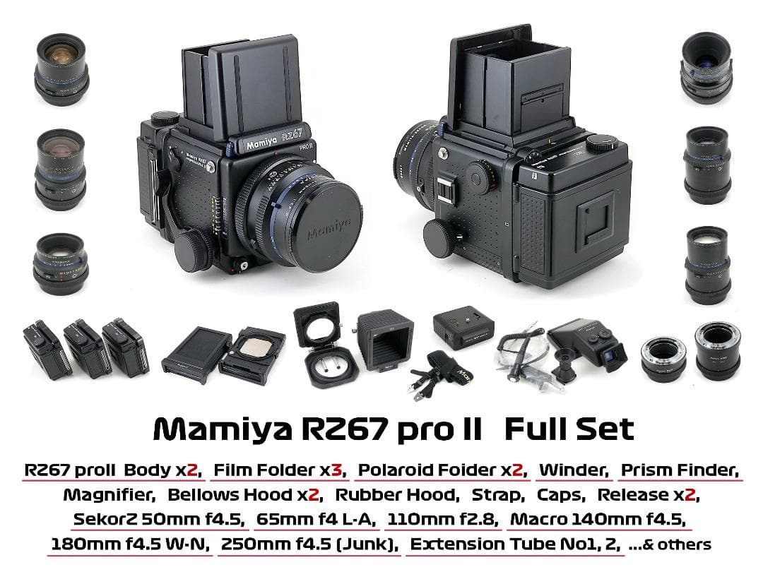 マミヤ RZ67 Pro II フルセット / ボディ2台レンズ5本他 おまけ付