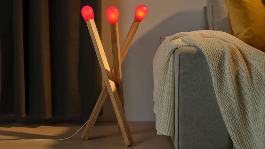 IKEA STRÅLA ストローラ LEDフロアランプ マッチ棒 木製 限定照明