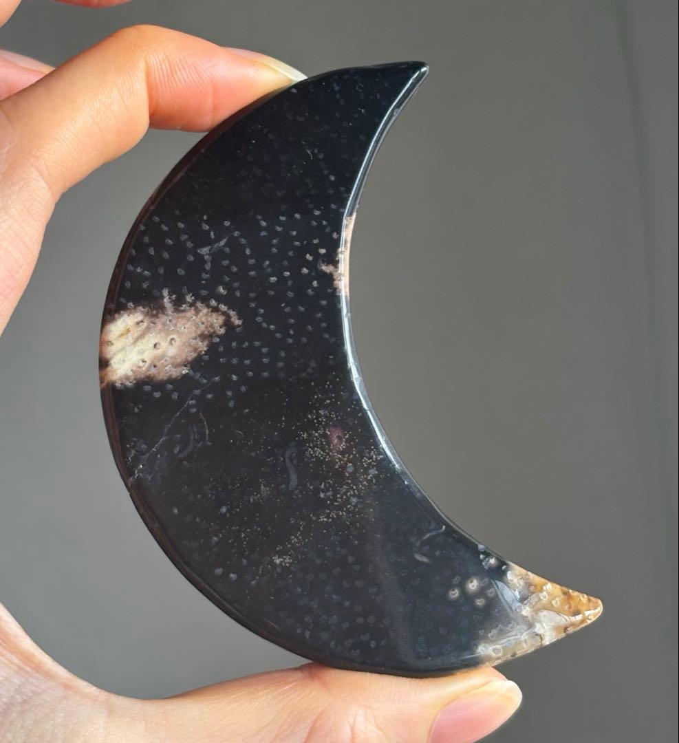 あ〜きゃん♬様 高品質 ペトリファイドウッド 大きめ月 ムーン 握り石