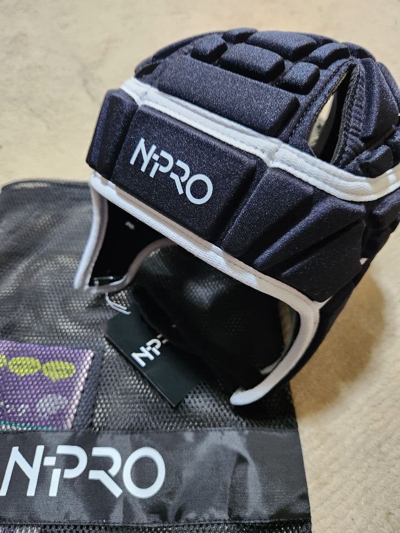 N-PRO 新品ヘッドギアヘッドキャップ 貴重黒×ホワイトSizeL 新品未使用