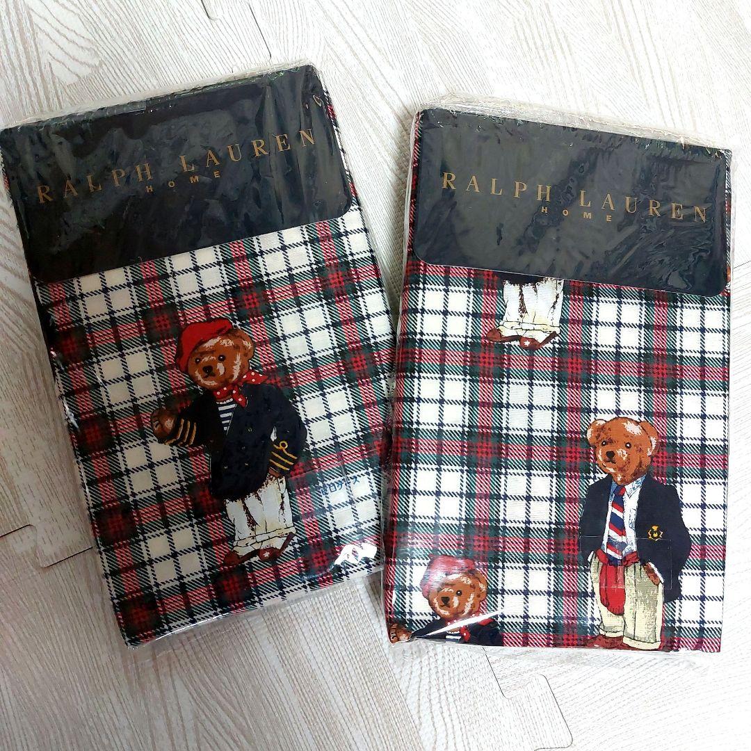 RALPH LAUREN ラルフローレン　ピロケース　ベア総柄　２枚セット Ralph Laurenポロベア総柄ピローケース2点セット○200918f8-otclctラル