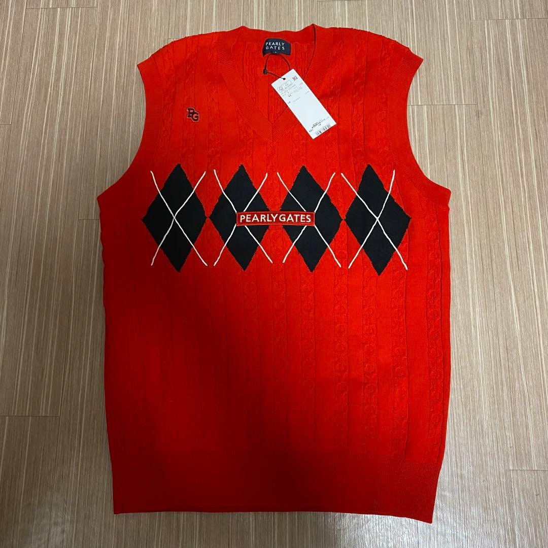 新品タグ付き　パーリーゲイツ　アーガイルベスト　サイズL メンズ PEARLY GATES(パーリーゲイツ) ベスト｜中古ゴルフウェア通販