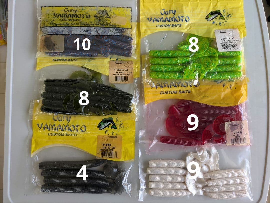 ゲーリーヤマモト 6インチグラブ 44本 8インチグラブ 4本 ワームセット