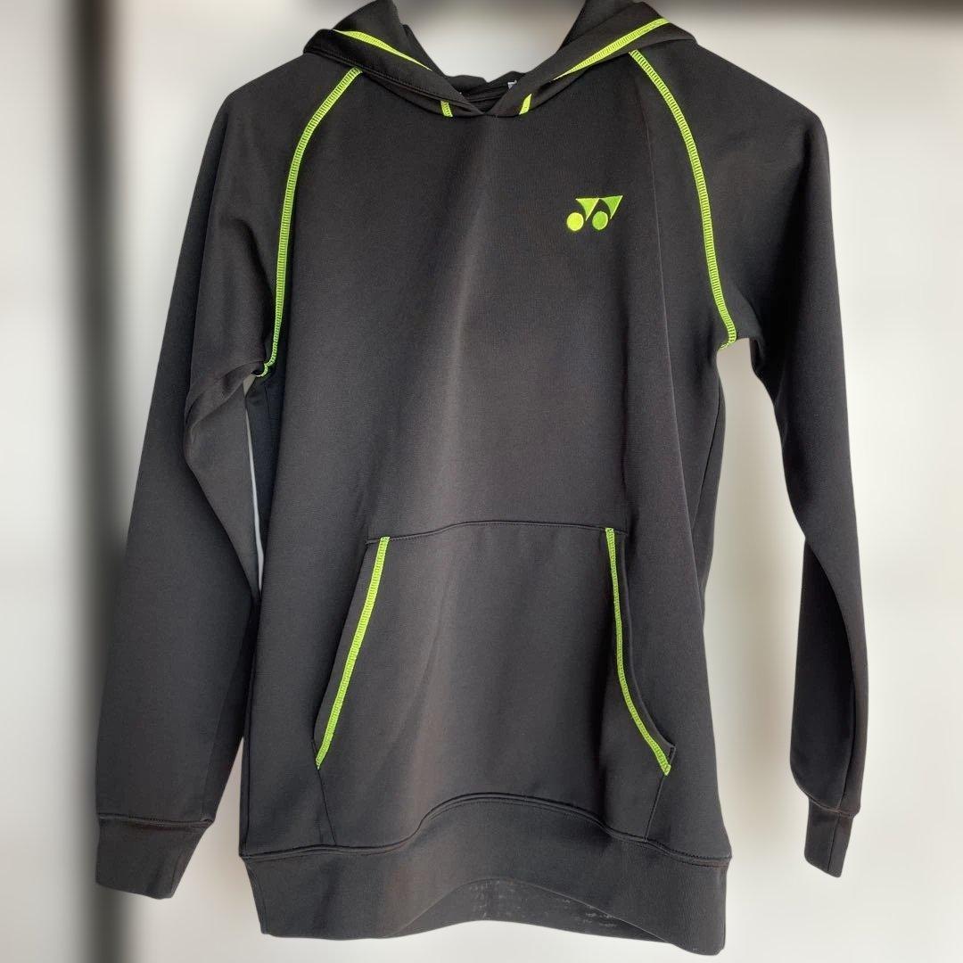 YONEX フード付きウォームアップウェア ブラック/グリーン - メルカリ