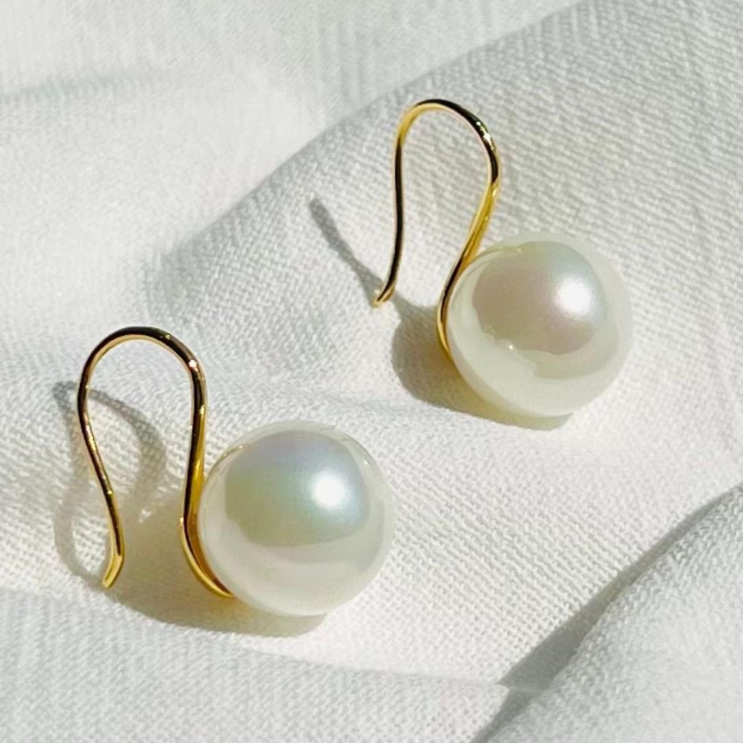 貝パールピアス 真珠ゴールド新品12ミリS925 パールクリスマス