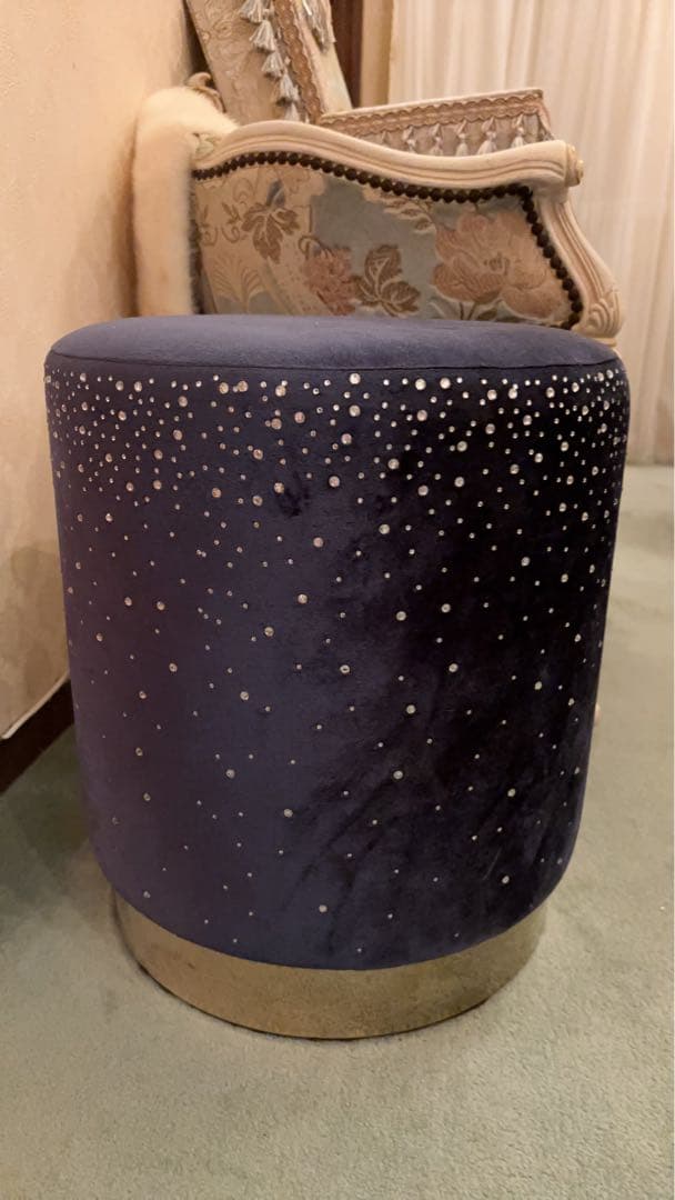 美品】星空のジュエリースツール☆彡濃紺ネイビー×ゴールド脚の