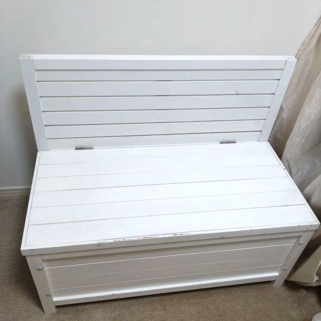 ホワイト木製収納付きベンチ 収納付き ベンチ 幅90cm ホワイト ブラウン 椅子 スツール 木製 物置