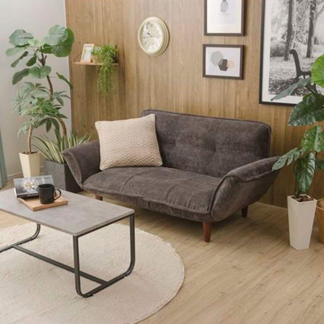 ベルメゾン コーデュロイ調 ポケットコイル入り リクライニングソファ　グレー コーデュロイ調ポケットコイル入りリクライニングソファー｜通販の