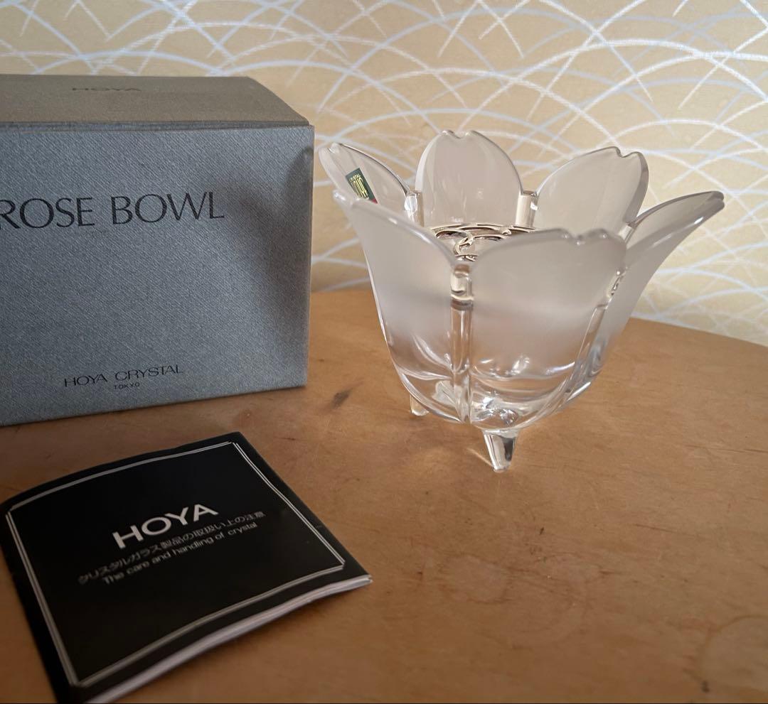 HOYAクリスタル ローズボウル 花瓶 - メルカリ