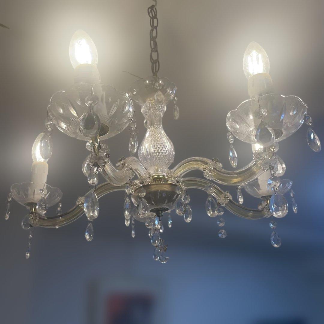 クリスタルシャンデリア 5灯 ワイヤーアート・クリスタルシャンデリア5灯・クローム（Φ500×H700mm