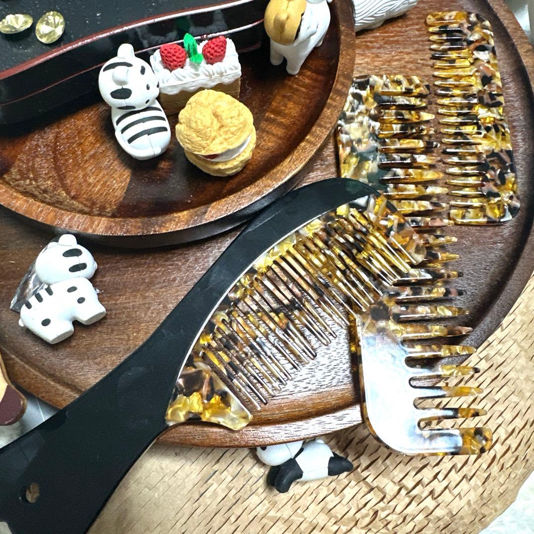 特価☆ヘアコーム65大きめスクエア型アセテートくしヘアコーム約15cm茶