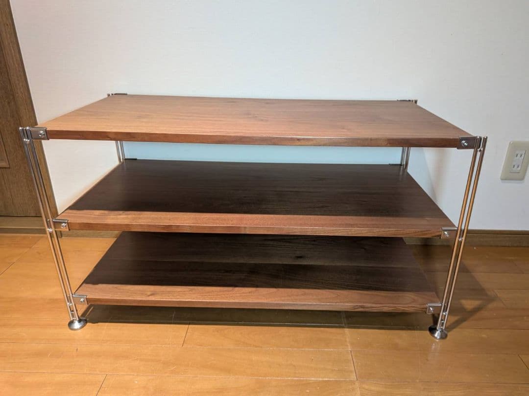 《送料込》無印 ステンレスユニットシェルフ ウォールナット棚 収納 台