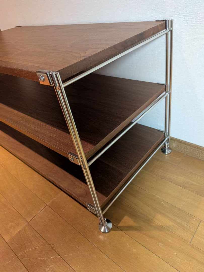 《送料込》無印 ステンレスユニットシェルフ ウォールナット棚 収納 台