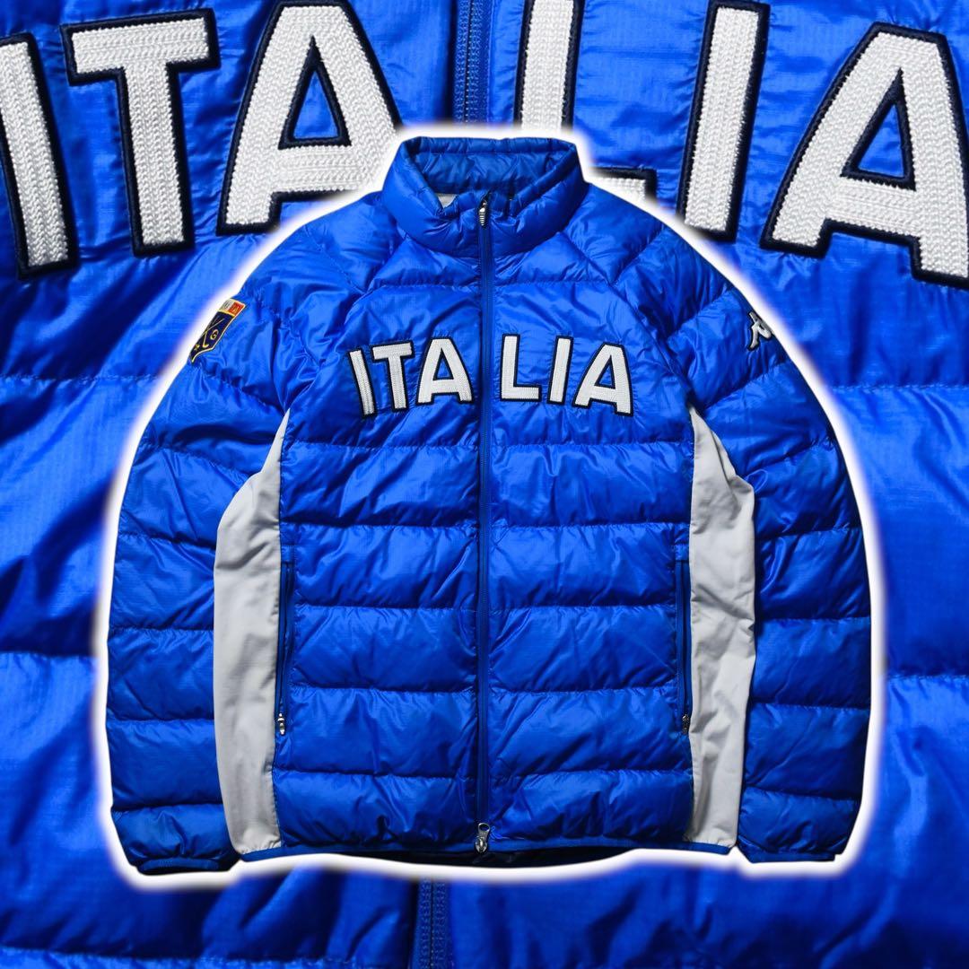 美品】kappa イタリア ダウンジャケット ブルー アーチロゴ - メルカリ