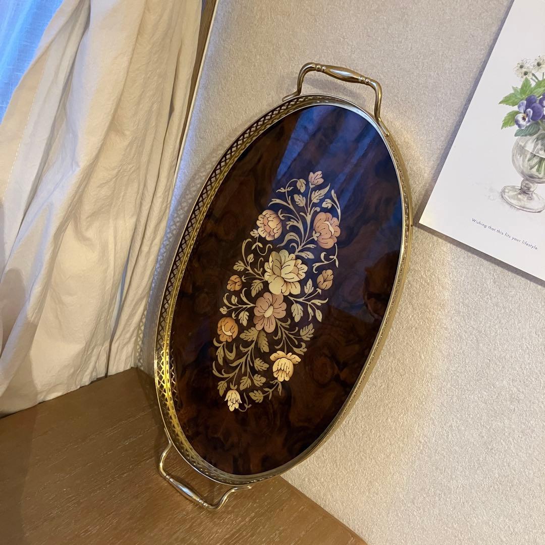 アンティーク 象嵌トレイ イタリア製 ヴィンテージ - メルカリ