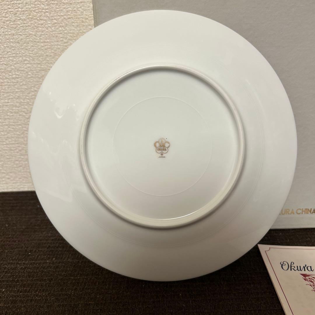 大倉陶園　金くさらし　金彩金蝕市松模様　デザートプレート　20.5cm