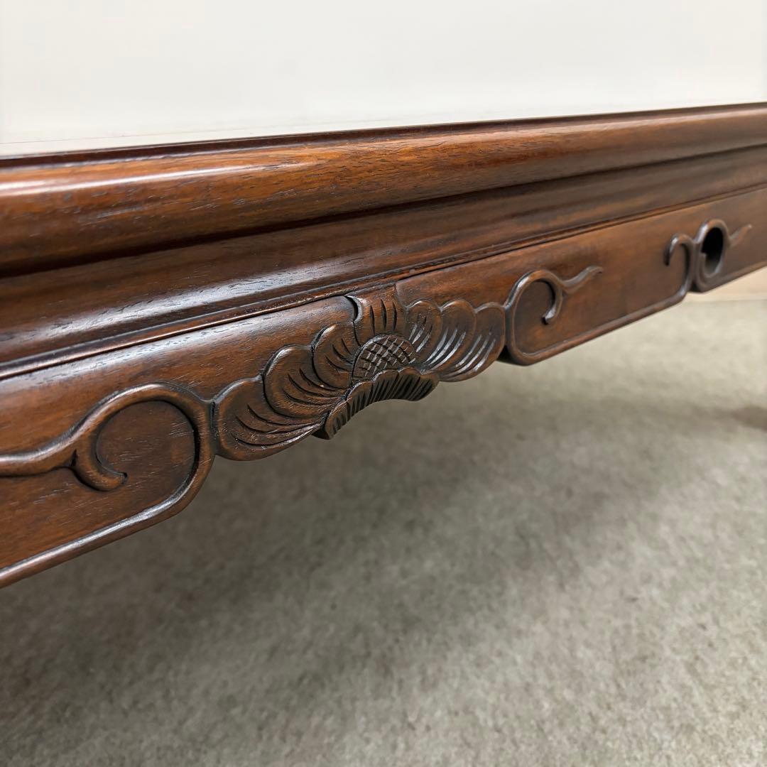 大阪唐木指物【中澤唐木】花梨五尺座卓 菊彫 漆塗生地 - メルカリ