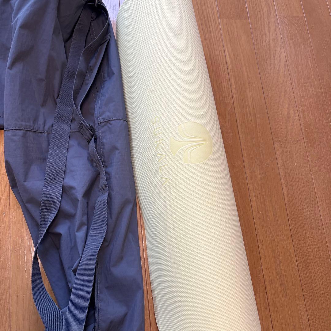 SUKALA リバーシブルヨガマット4mm レモンライム×アクア ケース付