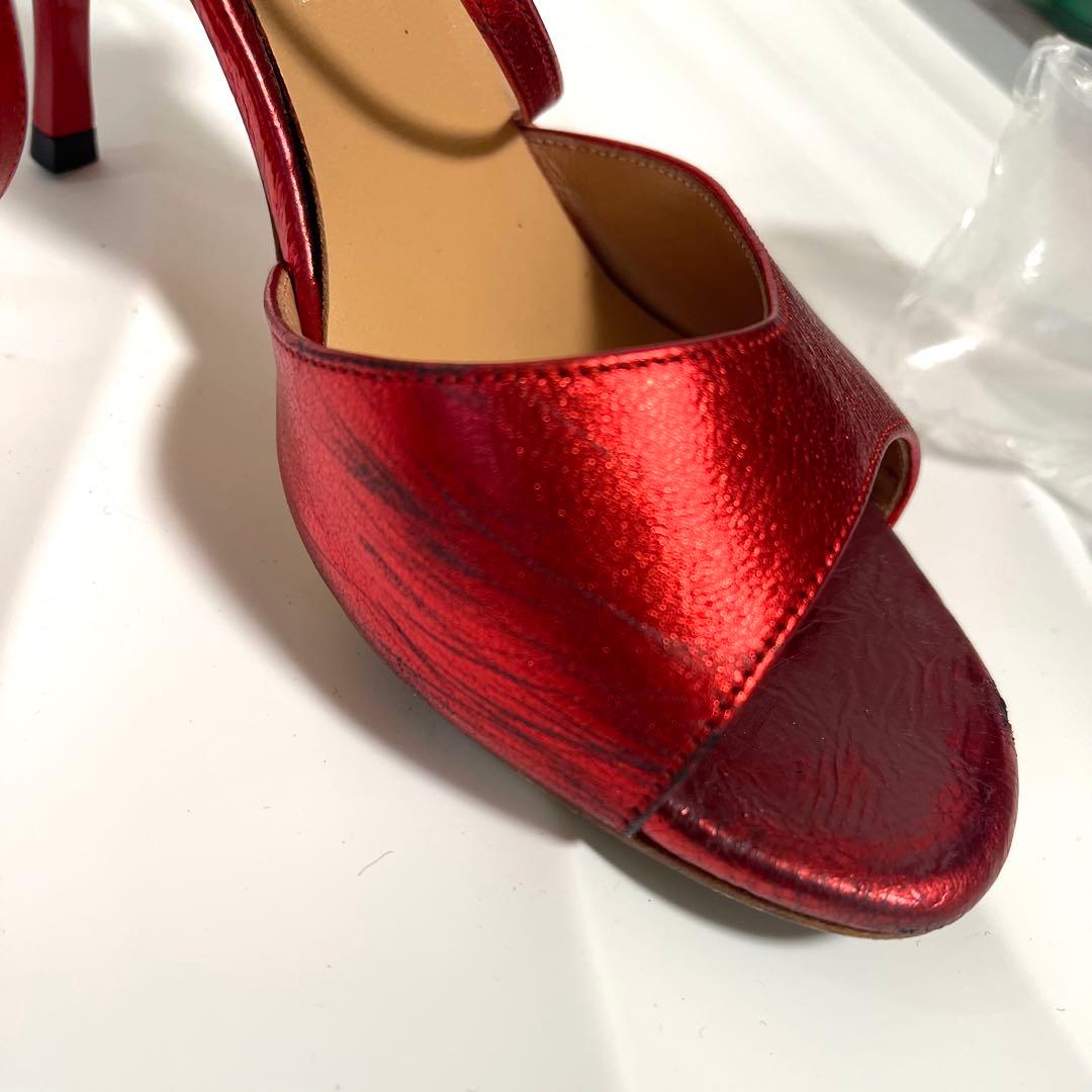 アルゼンチンタンゴシューズコムイルフォー 36レッドメタリックヒール