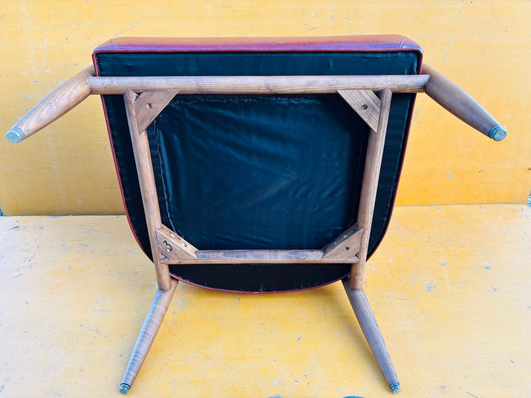 J56☆アスプルンド☆美品 アームチェア ラウンジチェア レザー 木製