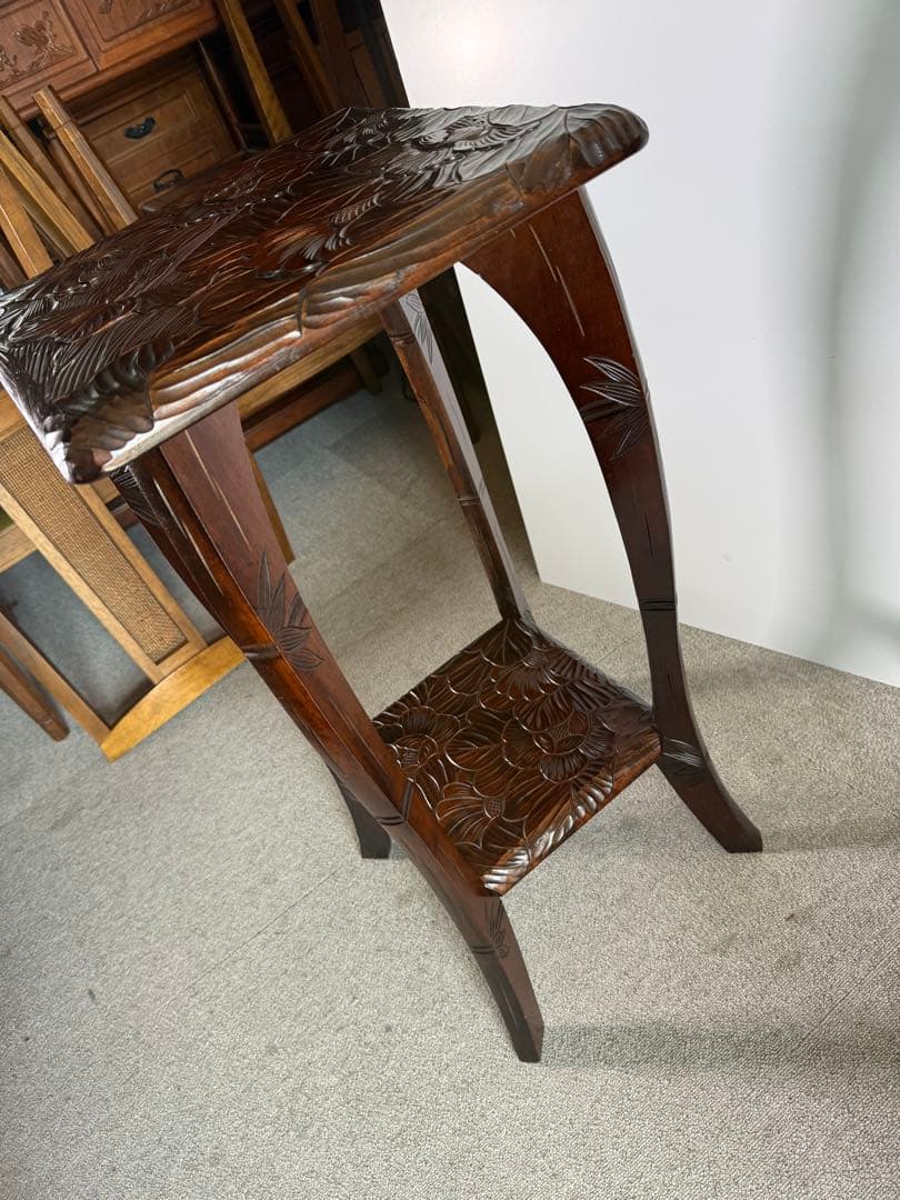 日光彫 花台 飾り台 コンソール 高級彫刻家具 美術工芸品