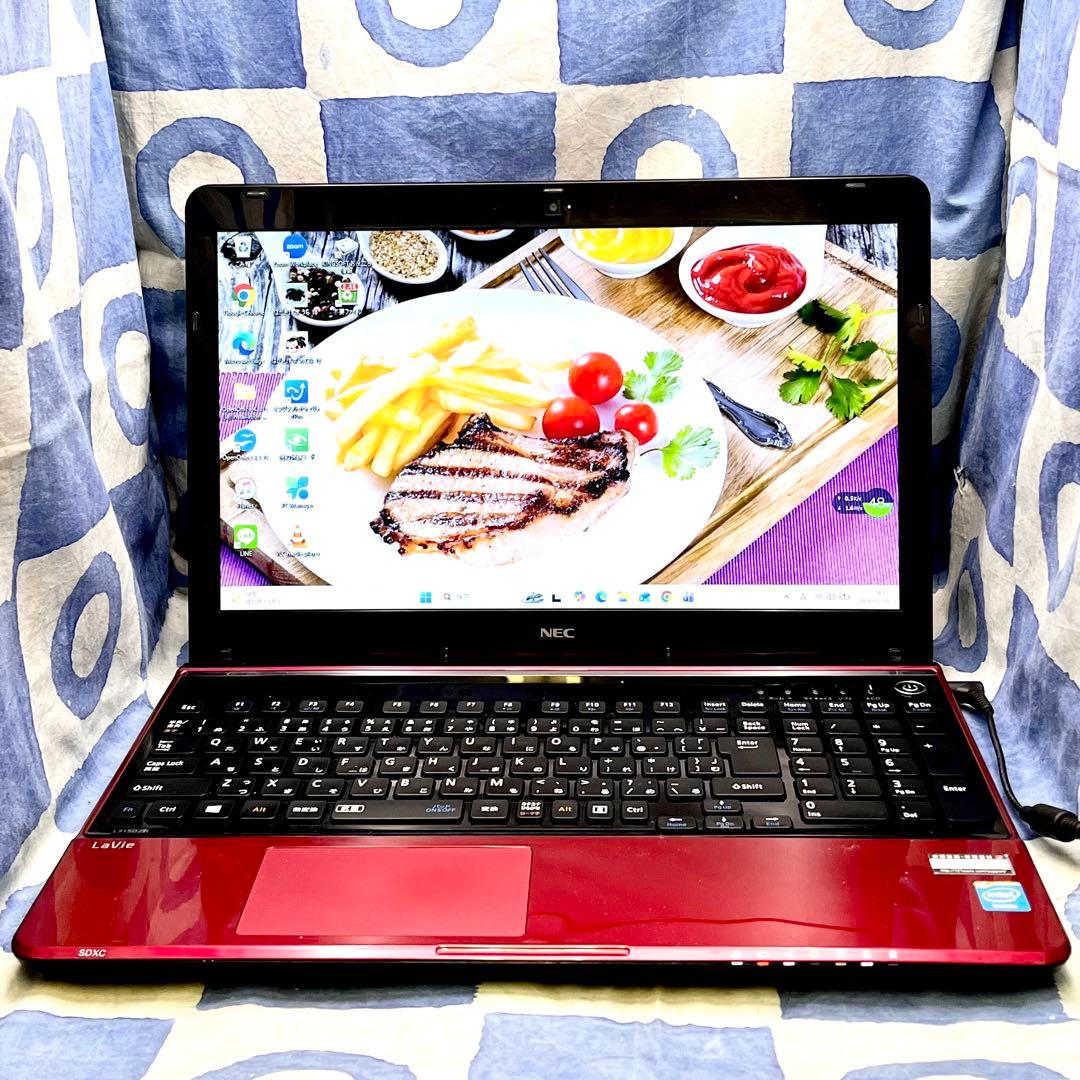 快速SSD256GB☆高性能i7☆大人気赤ノートパソコン♪カメラ付き！Win11