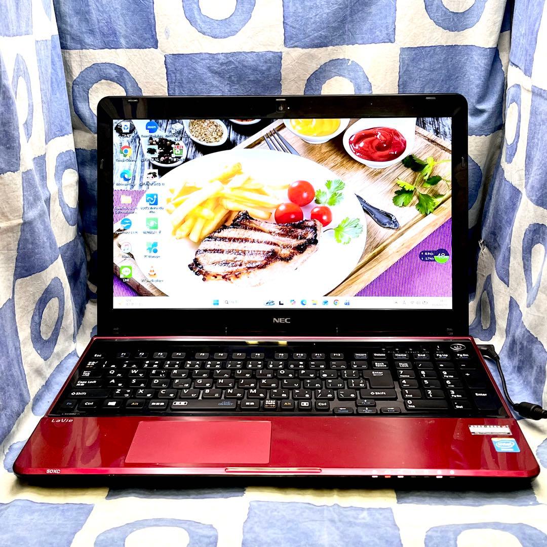 快速SSD256GB☆高性能i7☆大人気赤ノートパソコン♪カメラ付き！Win11