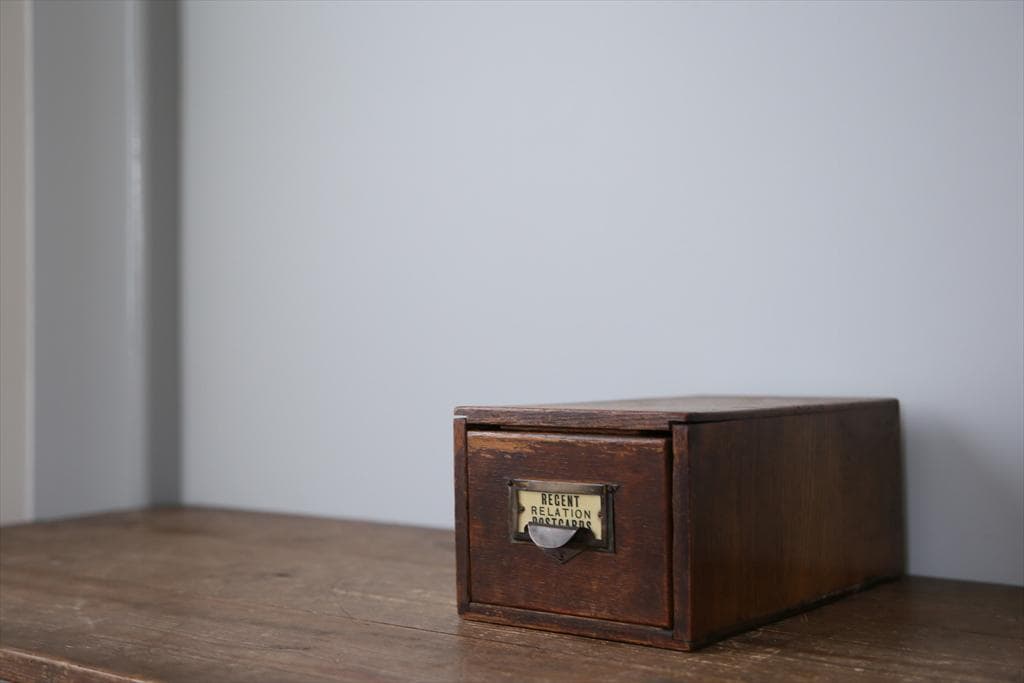 英国アンティーク木製ファイリングドロワー/引出収納/小物入れボックス