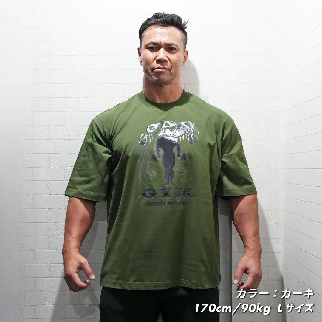 GOLD'S GYM × IRON NERVE ゴールドジム　tシャツ　サイズL GOLD'S GYM × IRON NERVE COLLABORATION T-SHIRTS JURASSIC EDITION