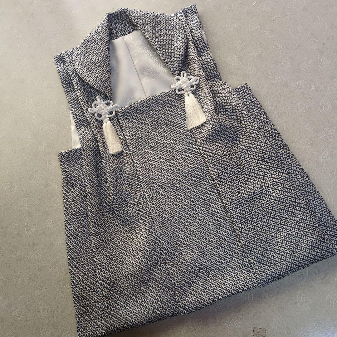 七五三３歳正絹総絞り手縫いの被布（ブルーグレー）中綿無し 被布コート 七五三 3歳 着物 男の子 レンタル 被布 正統派 正絹 ブルー