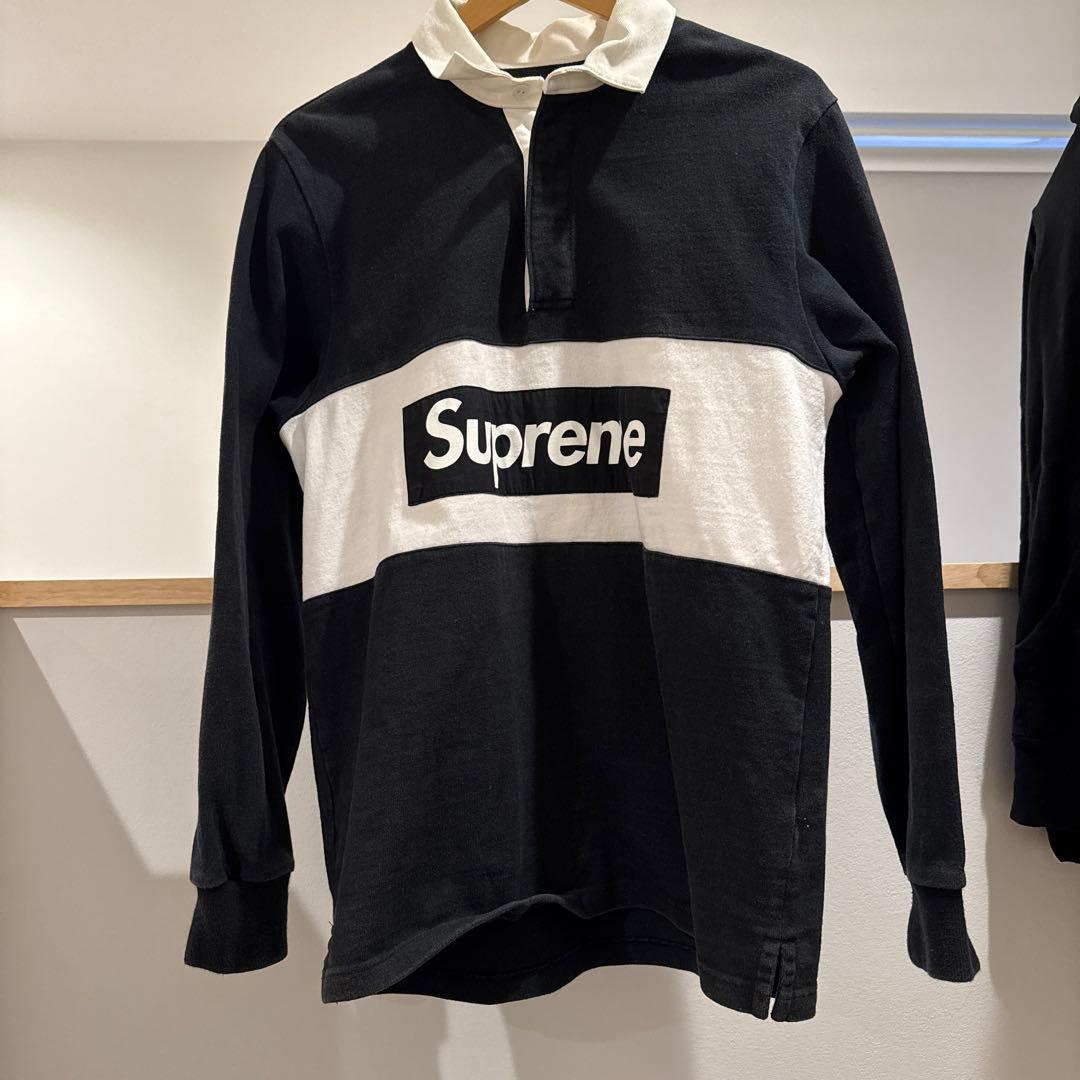 美品　Supreme ラガーシャツ M 黒/白　15aw 美品 Supreme ラガーシャツ M 黒/白 15aw