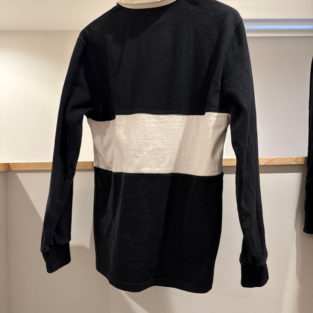 美品 Supreme ラガーシャツ M 黒/白 15aw