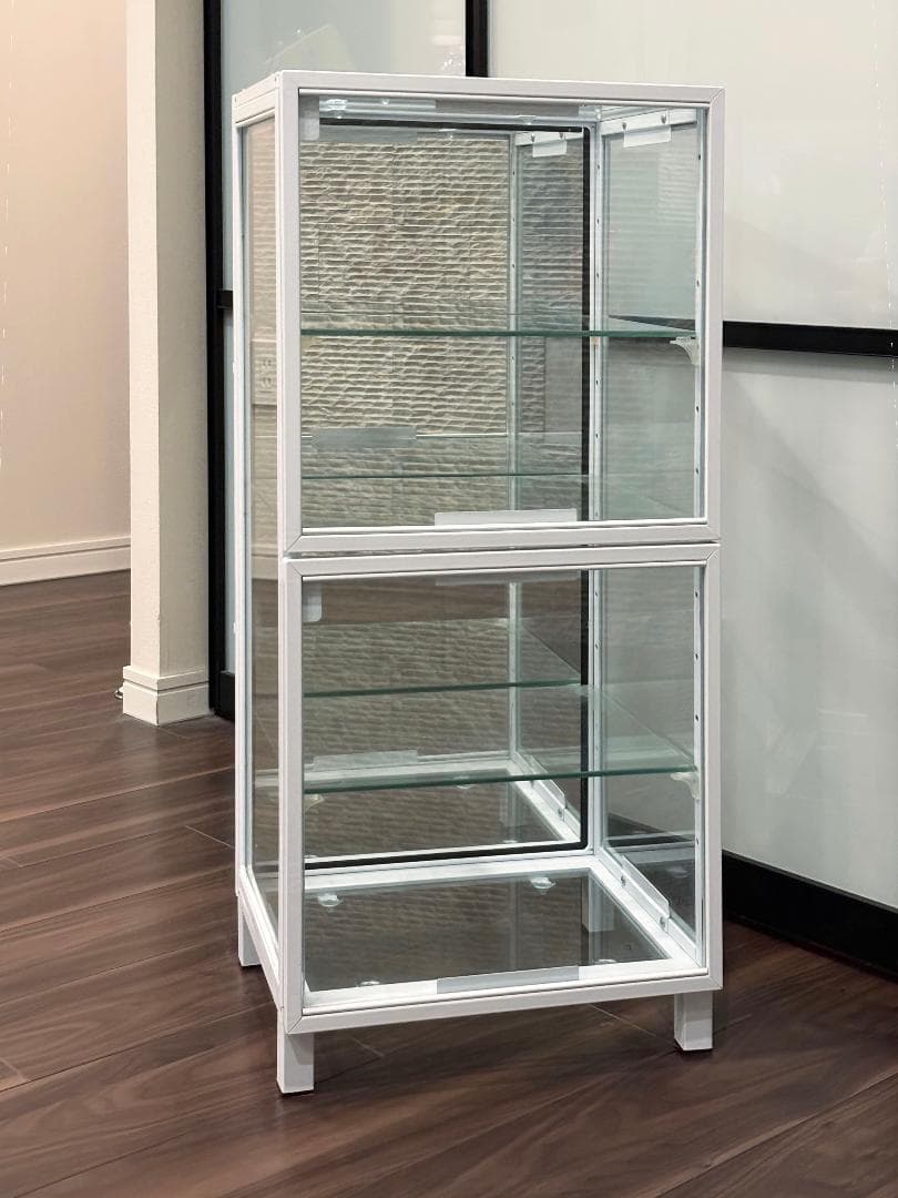 【美品】ガラス コレクションケース 白 背面ミラー 扉付き W36cm 美品】ガラス コレクションケース 白 背面ミラー 扉付き W36cm 楽天