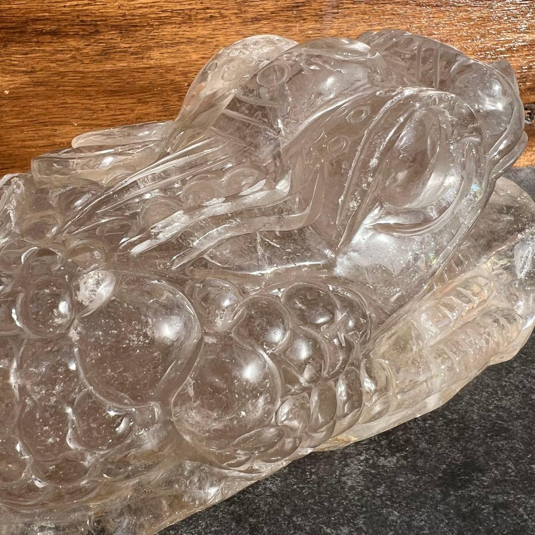 ✨富を招く至高の霊獣✨レインボー ライトニング水晶 三脚蟾蜍 金蟾