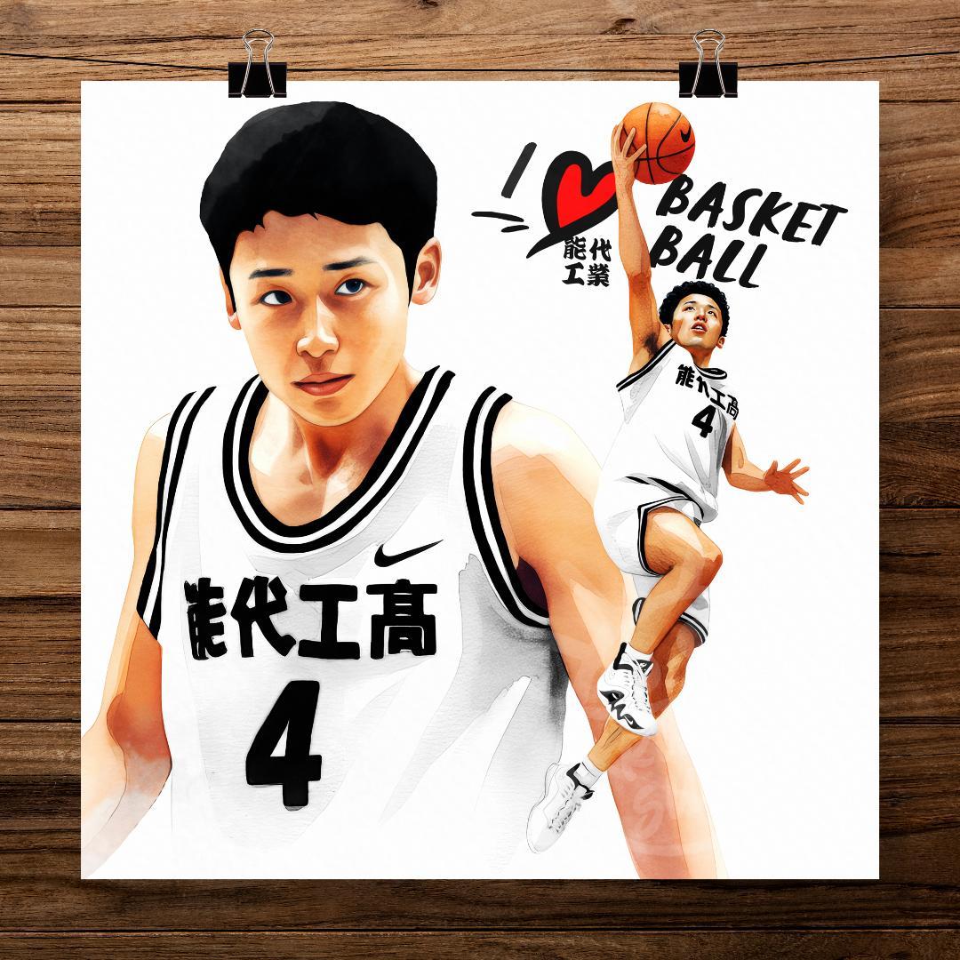 田臥勇太/能代工業/高校9冠/アートパネル/アートポスター/30cm×30cm